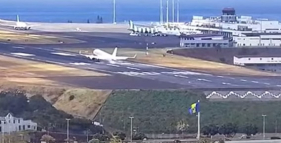 Aterragem atribulada em dia de vento