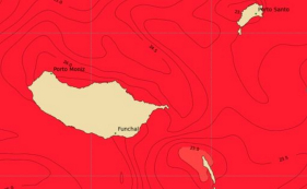 &Aacute;gua do mar com temperatura alta, na Madeira e Porto Santo