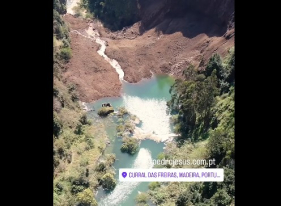 Imagens de drone mostram impacto de derrocada no Curral