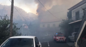 Chamas pr&oacute;ximas a casas no Jardim da Serra (v&iacute;deo)