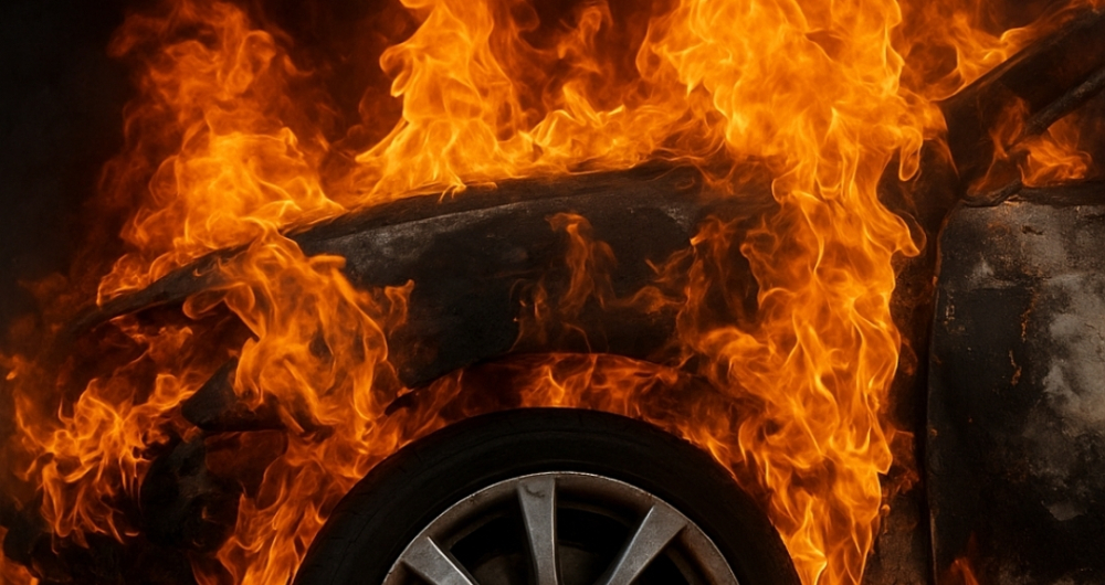 Dois carros em chamas na Madeira