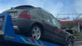 Acidente aparatoso mobiliza v&aacute;rios meios (com v&iacute;deo)