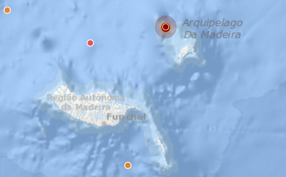 Sismo a Noroeste do Porto Santo