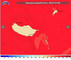 Temperatura da &aacute;gua do mar a 26 graus Celsius, na Madeira