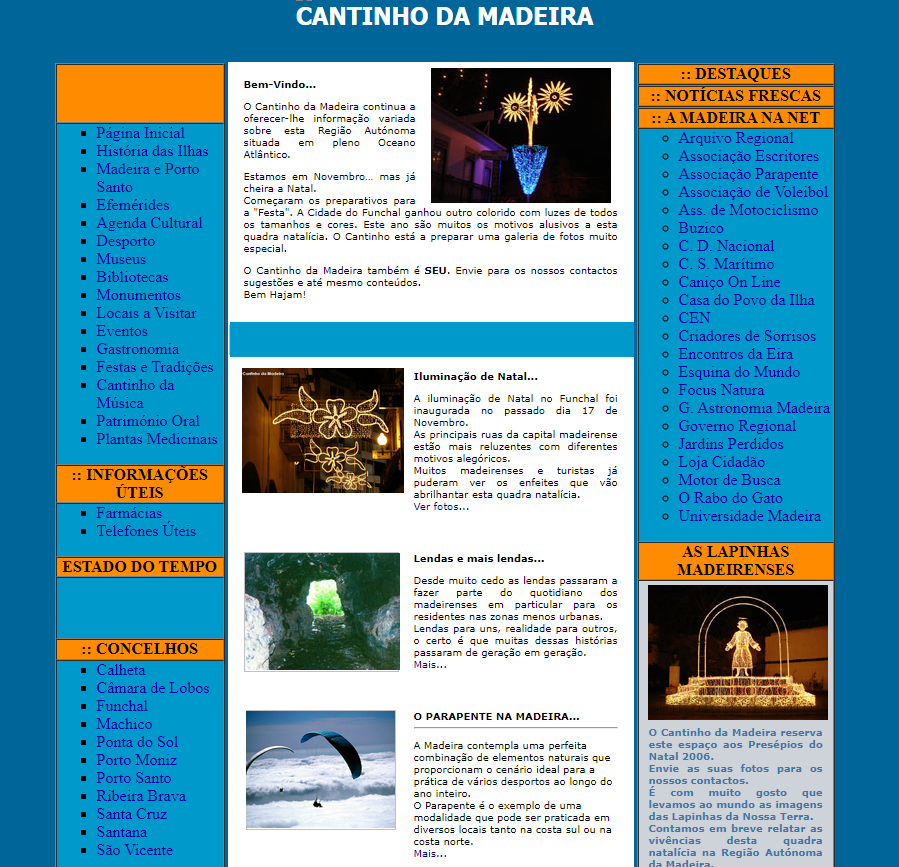 Site Cantinho da Madeira 2006